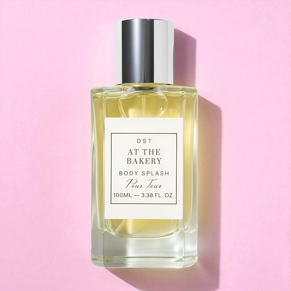 At the Bakery Body Splash on pink background.