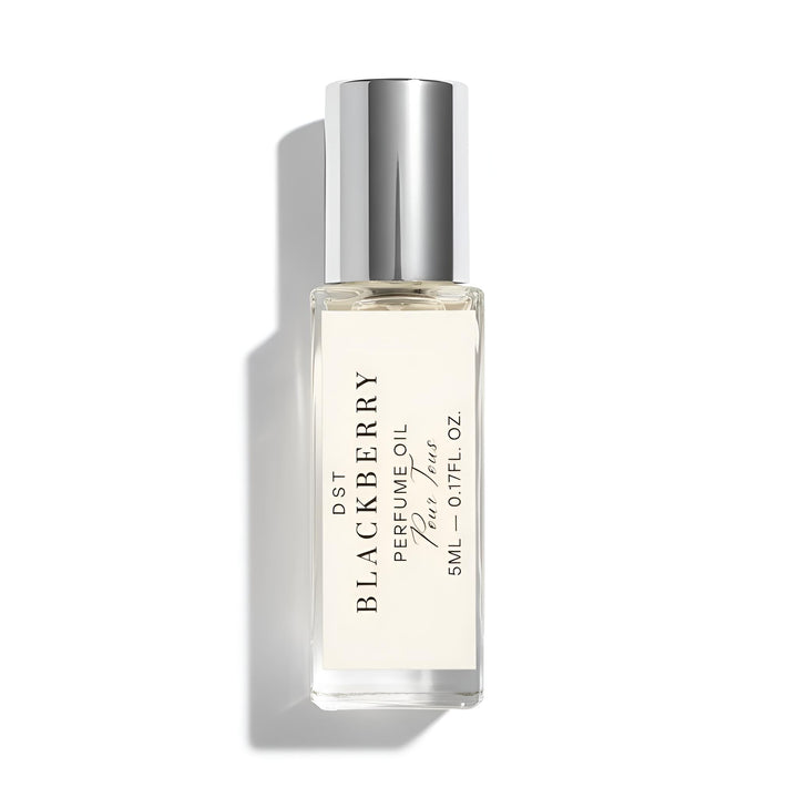 Blackberry perfume oil bottle on a white background