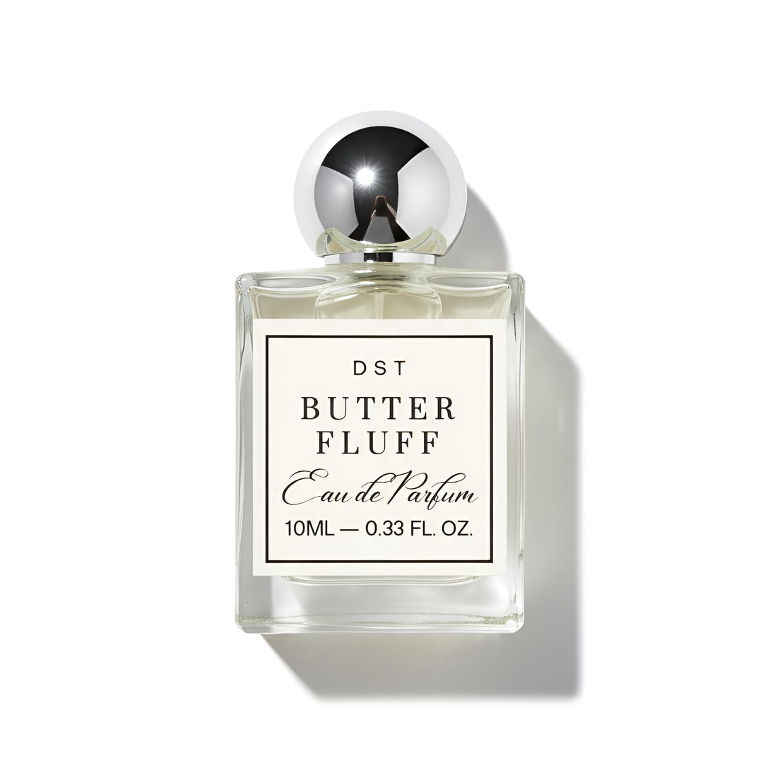 DST Fragrances Perfume bottle labeled 'Butter Fluff Eau de Parfum' on a white background