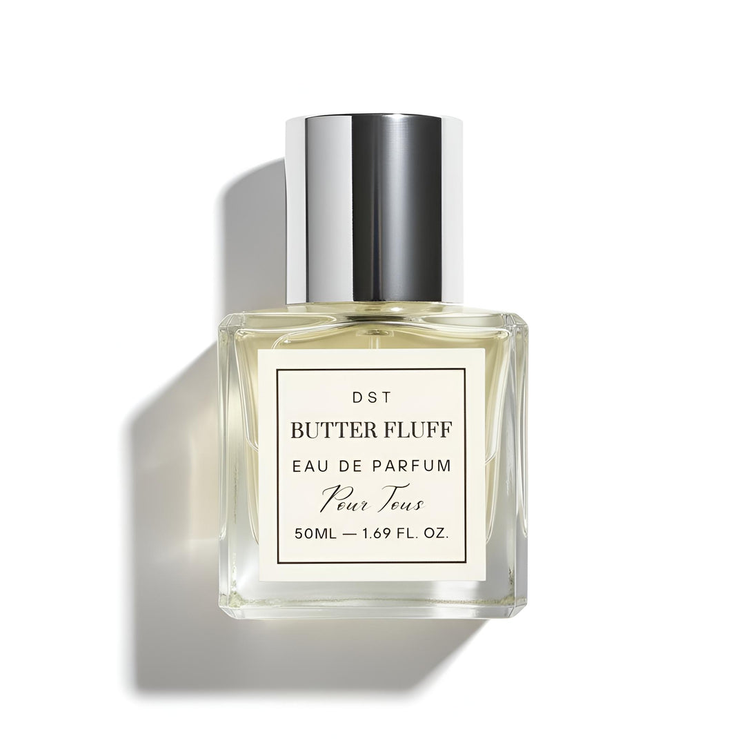 DST Fragrances perfume bottle labeled 'Butter Fluff' on a white background