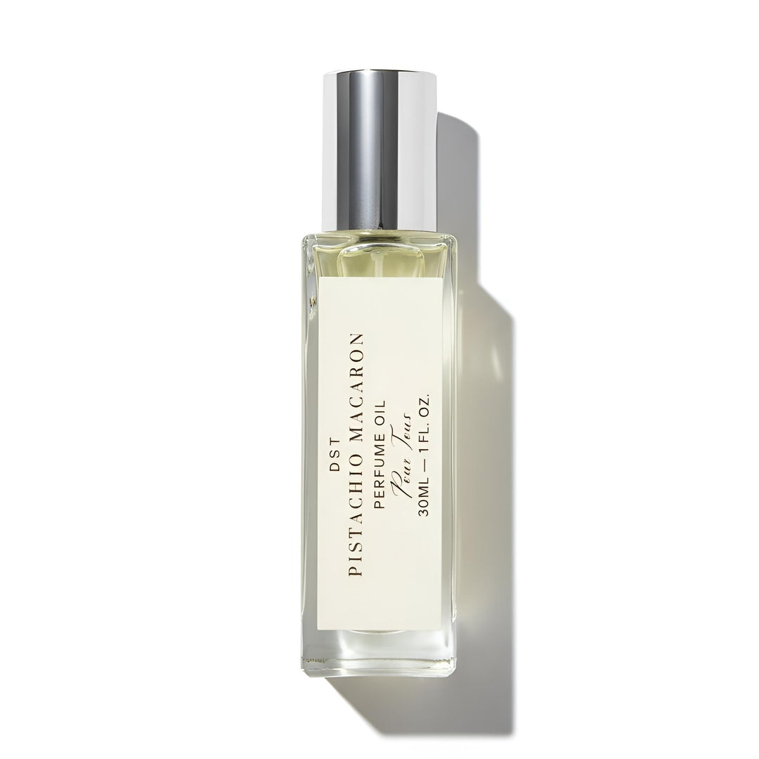 DST Fragrances Pistachio macaron Perfume oil bottle with a white background