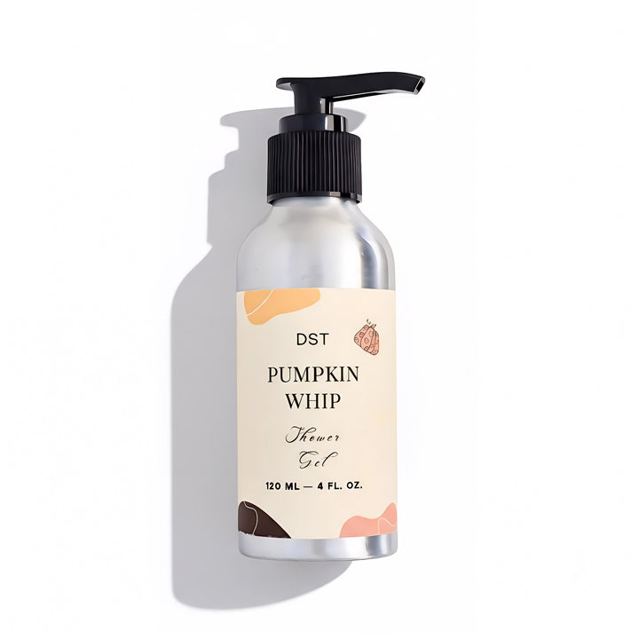 Bottle of DST Pumpkin Whip Shower Gel on a white background