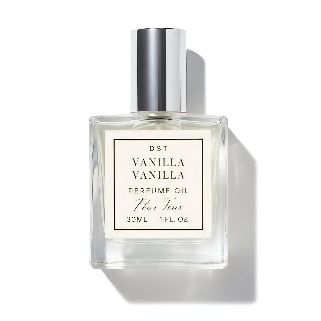 Vanilla Vanilla perfume oil bottle on a white background