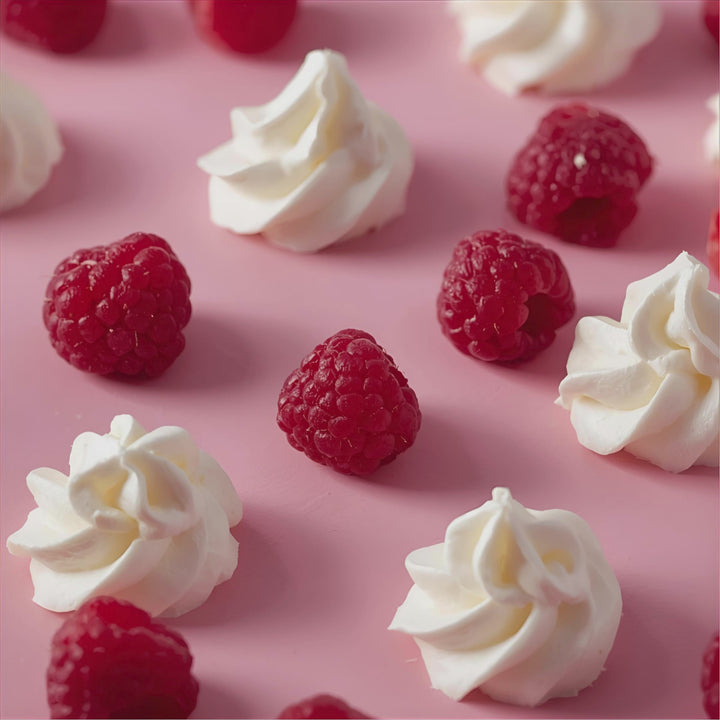 Raspberry Whip Fragrance Notes: Top Notes: Strawberry, Acai, Pineapple. Middle Notes: Lingonberry, Freesia, Raspberry. Base Notes: Whipped Cream, Smoked Sugar, Tonka Bean.