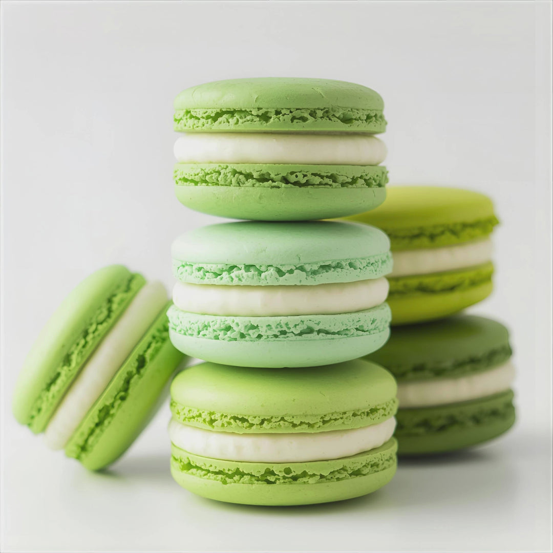 Pistachio Macaron Fragrance Notes. Top Notes: Pistachio, Sugar Crystals, Cocoa Powder. Middle Notes: Maraschino Cherry, Vanilla Extract. Base Notes: Amaretto Cream, Vanilla Ganache