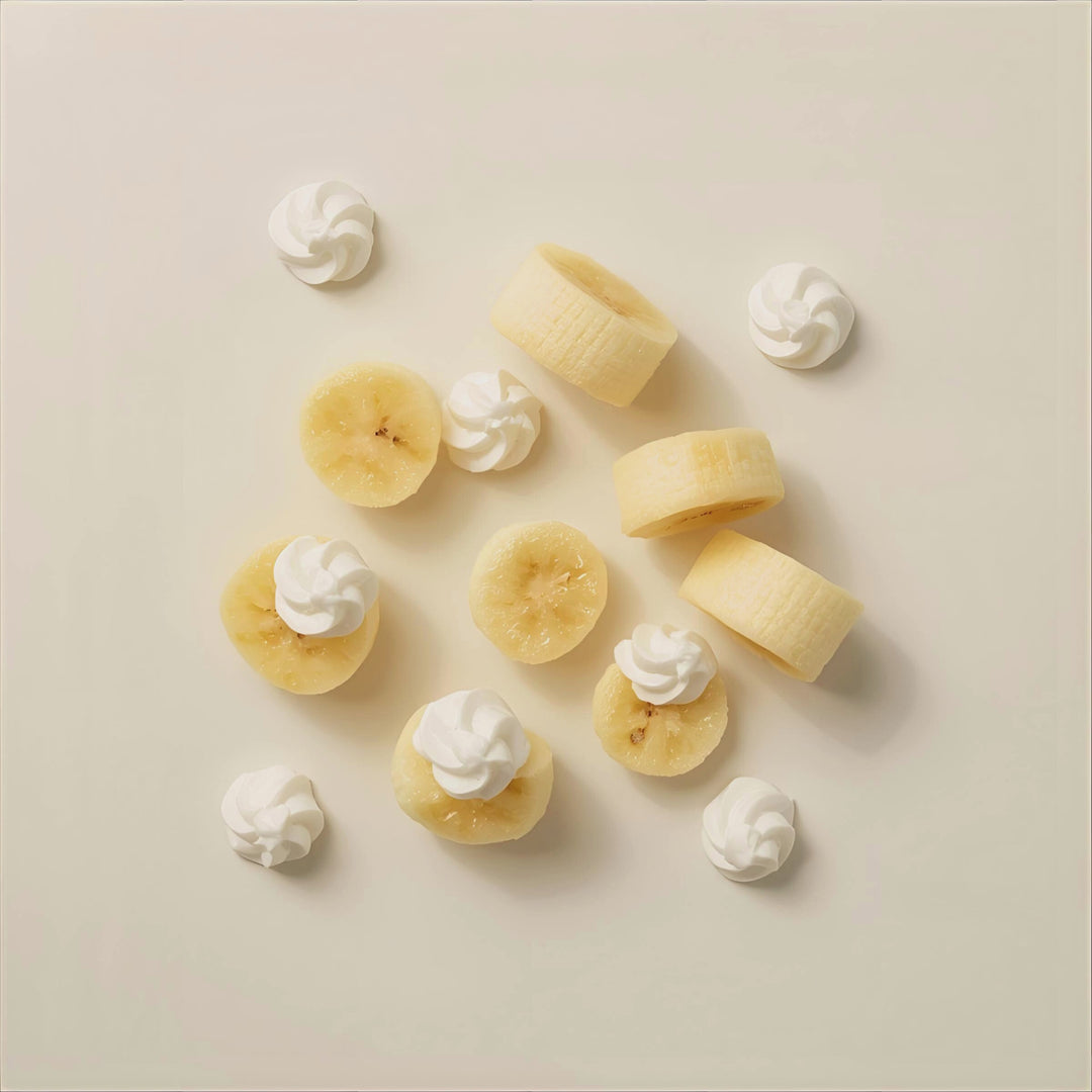 Whipped Banana Fragrance Notes. Top Notes: Banana, Apple, Quince. Middle Notes: Vanilla Bean. Base Notes: Whipped Cream
