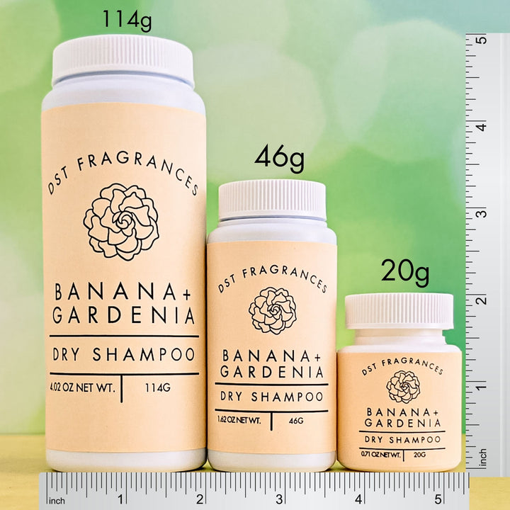 Banana Gardenia Dry Shampoo Powder Size Comparison