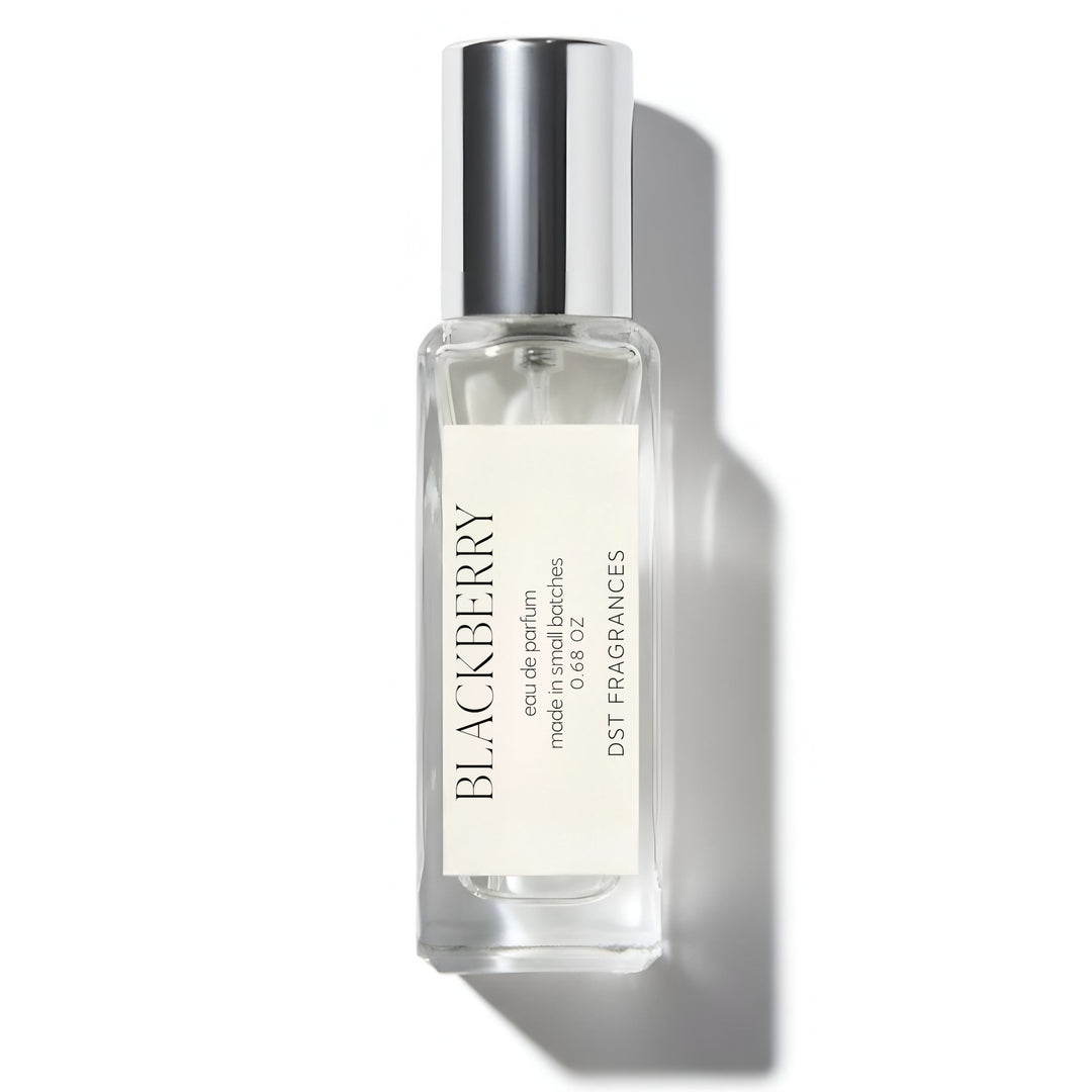 20ml bottle of Blackberry Eau de Parfum by DST Fragrances against a white background.