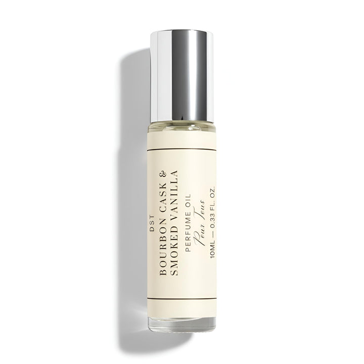 Bourbon Cask Smoked Vanilla Perfume Oil 10ml against a white background 