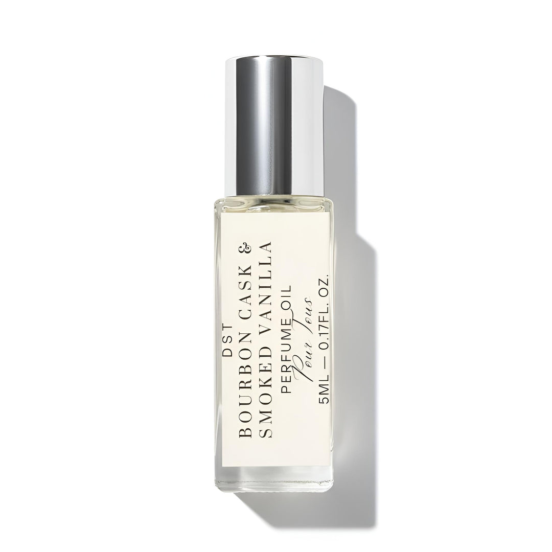 Bourbon Cask Smoked Vanilla Perfume Oil 5ml on a white background 
