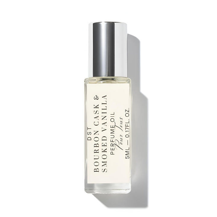 Bourbon Cask Smoked Vanilla Perfume Oil 5ml on a white background 