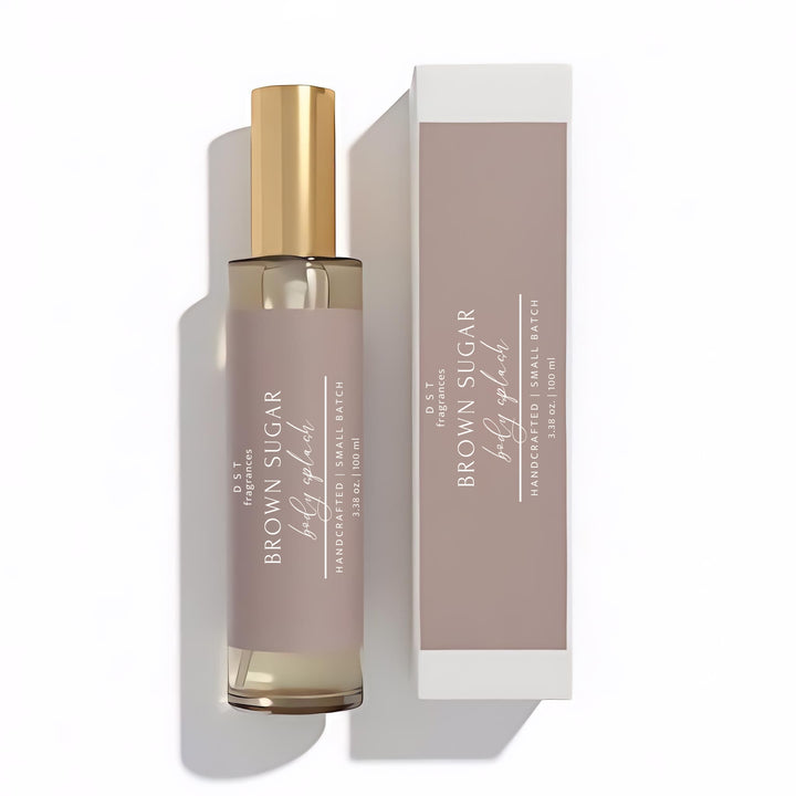 Brown Sugar perfume bottle and packaging on a white background
