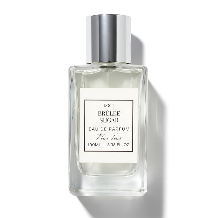 Perfume bottle labeled 'Burlée Sugar' with a white background