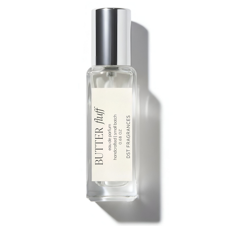 20ml bottle of Butter Fluff Eau de parfum by DST Fragrances on a white background.