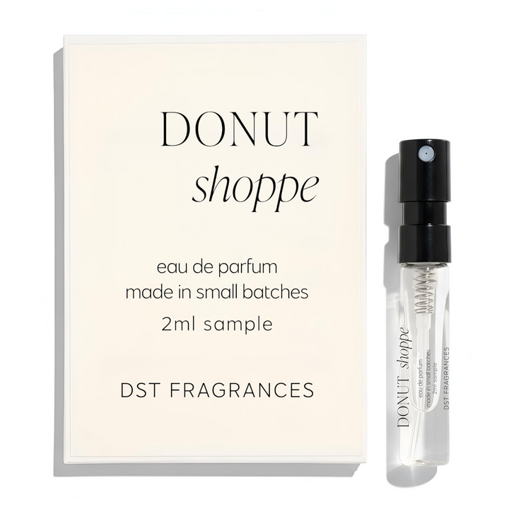 2ml bottle of Donut Shoppe Eau de Parfum by dst fragrances on a white background.
