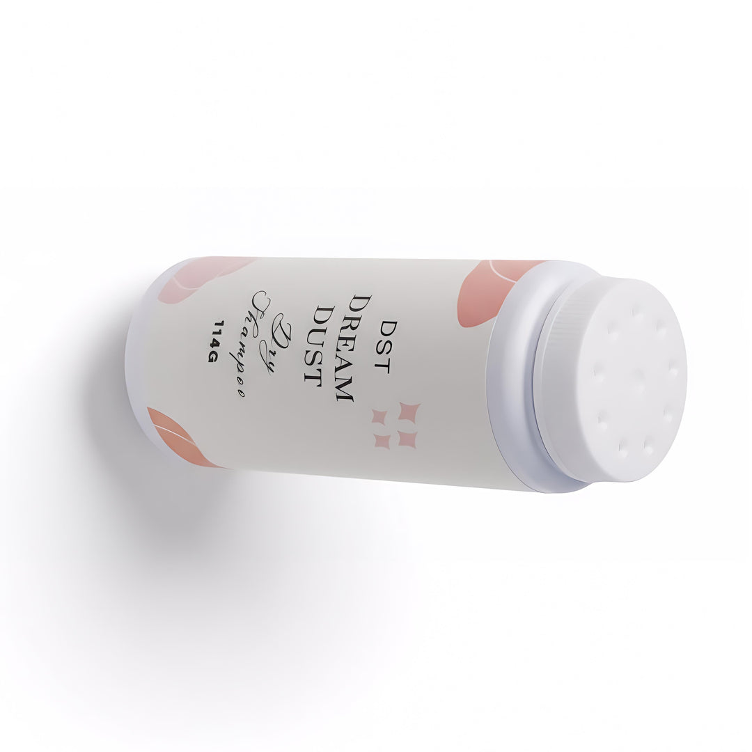 Dry Shampoo labeled 'Dream Dust' on a white background