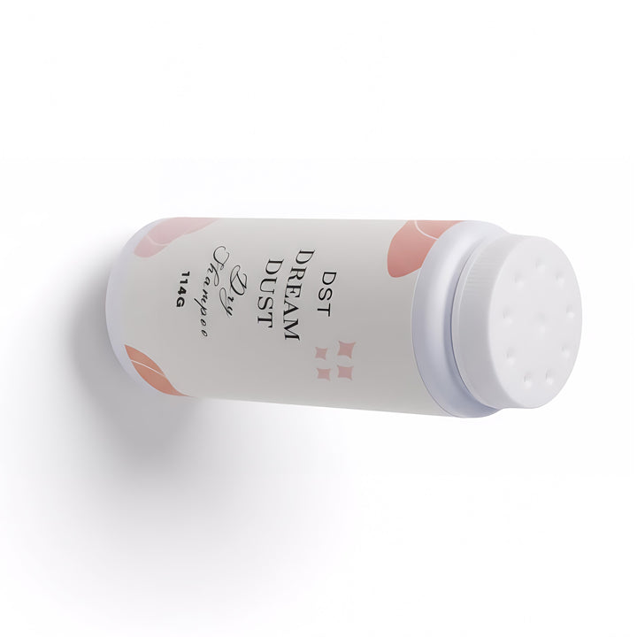 Dry Shampoo labeled 'Dream Dust' on a white background