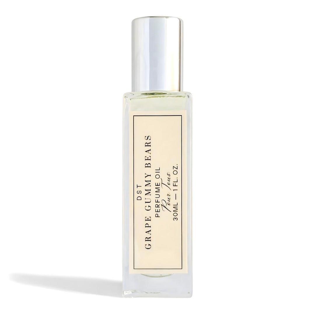 Perfume bottle with a white cap on a white background