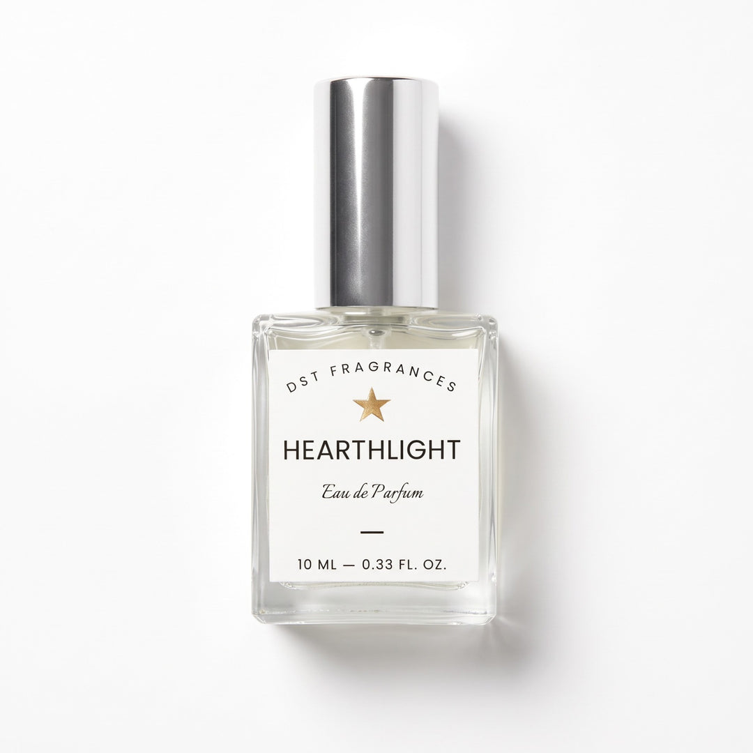 10ml spray bottle of Hearthlight Eau de Parfum by DST Fragrances against a white background.