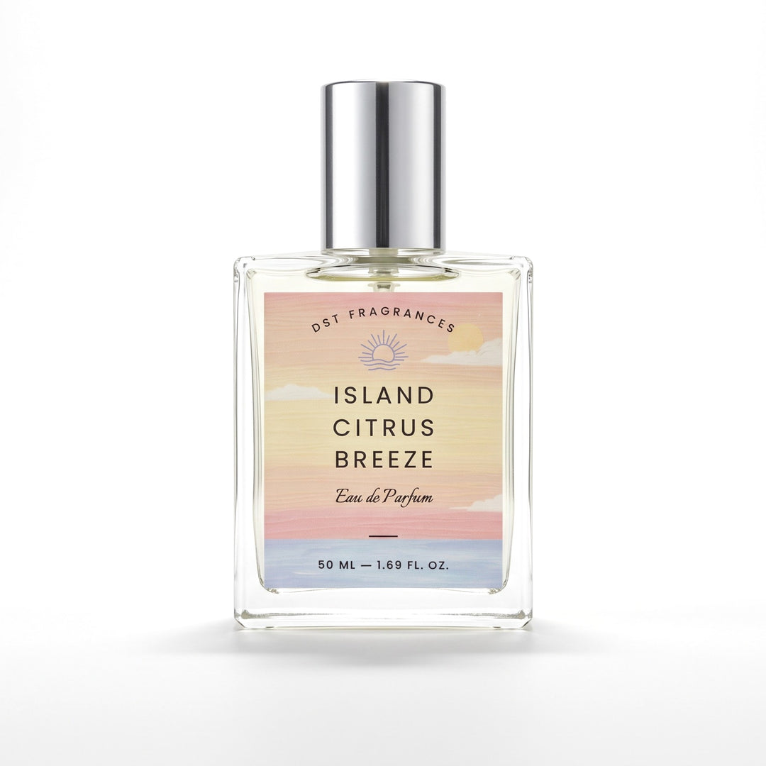50ml bottle of Island Citrus Breeze EDP by DST Fragrances against a white background.
