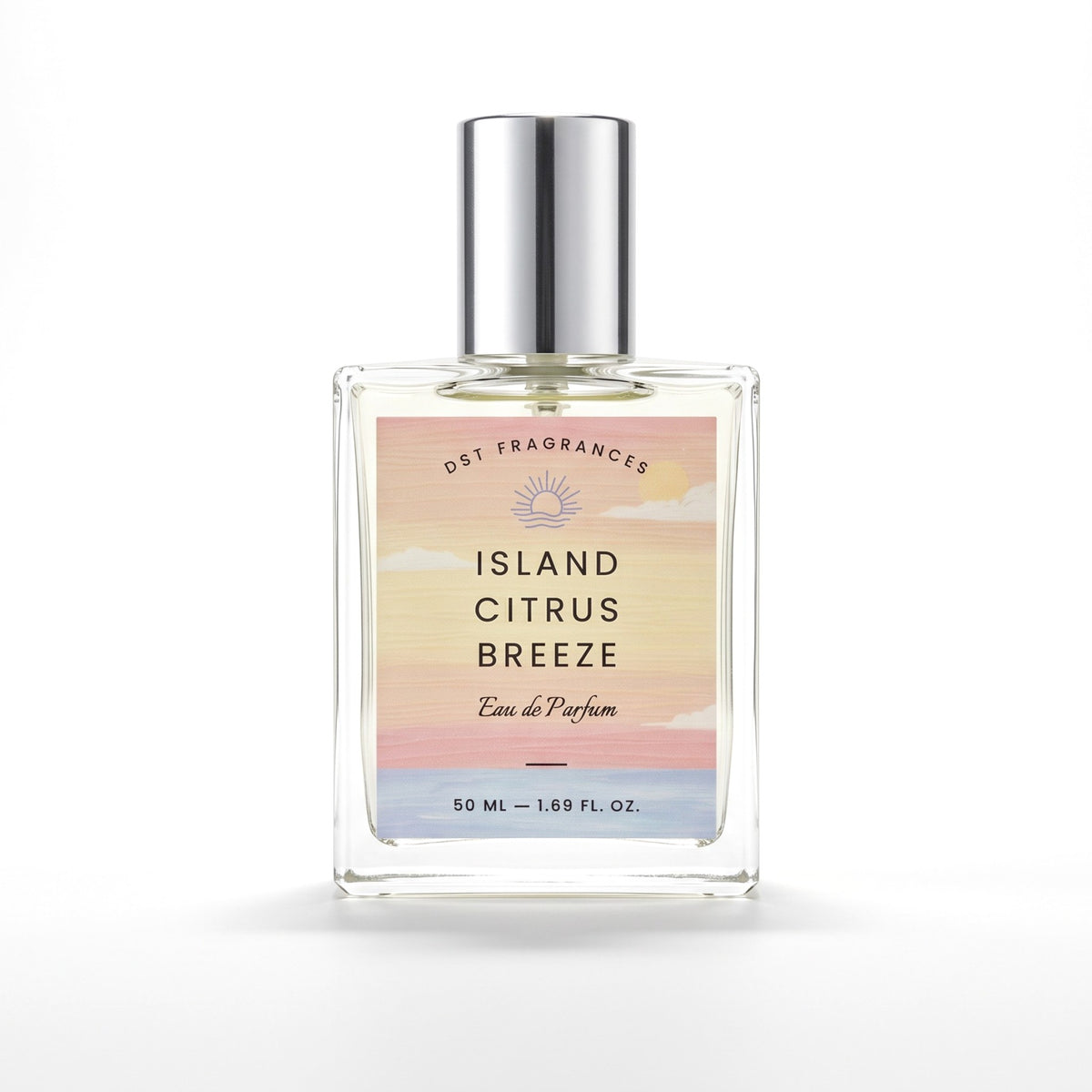 50ml bottle of Island Citrus Breeze EDP by DST Fragrances against a white background.