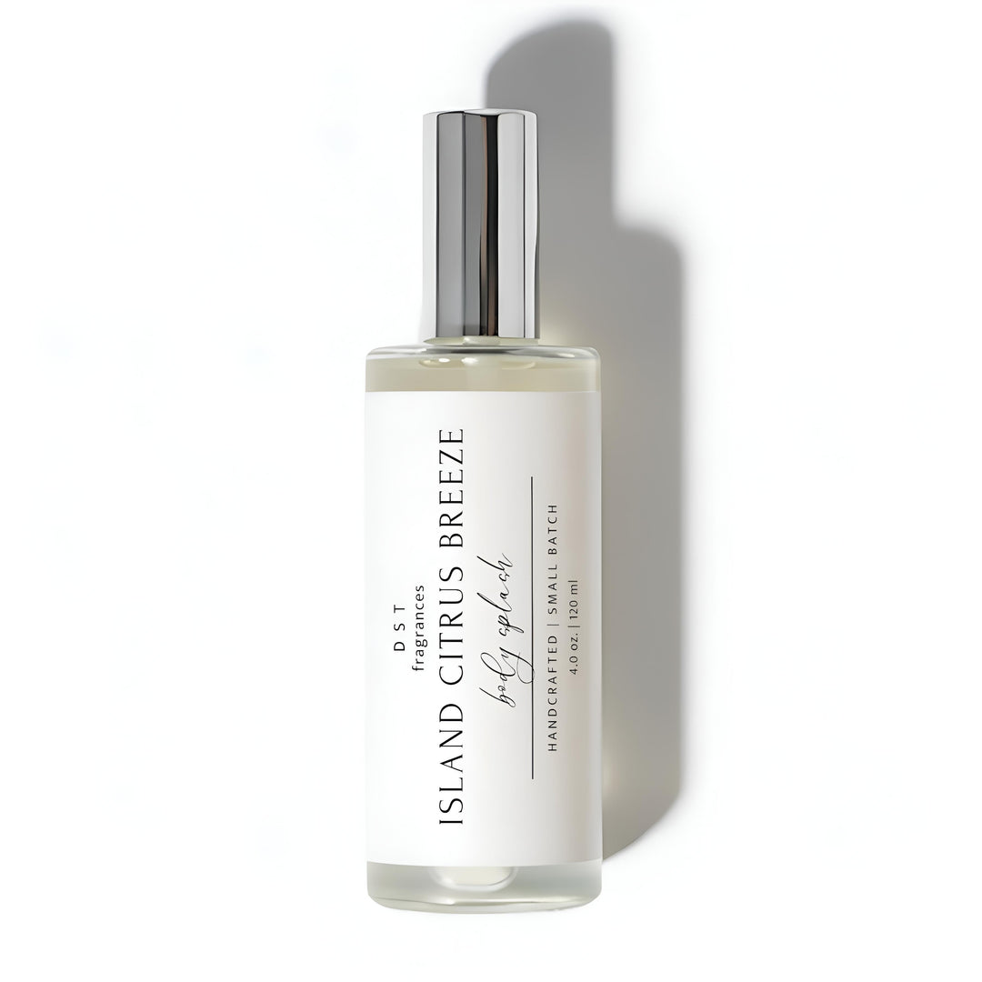 100ml bottle of Island Citrus Breeze body splash by DST Fragrances on a white background.