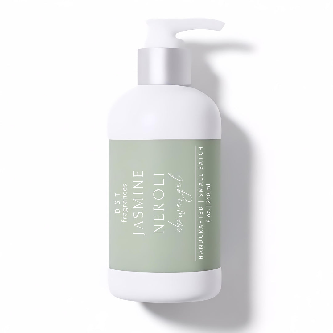 240ml bottle of Jasmine Neroli Scented Body Wash by DST Fragrances against a white background