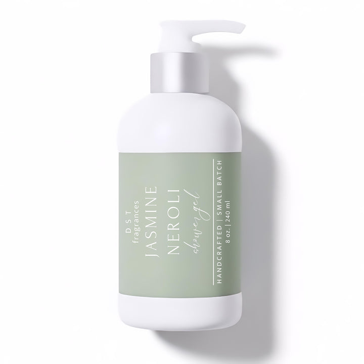 240ml bottle of Jasmine Neroli Scented Body Wash by DST Fragrances against a white background