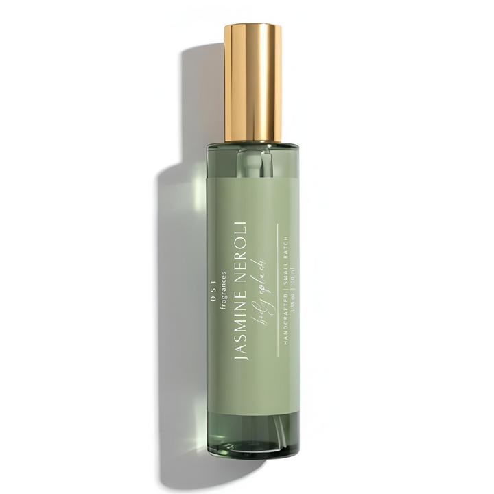 100ml bottle of Jasmine Neroli Body Splash by DST Fragrances against a white background.