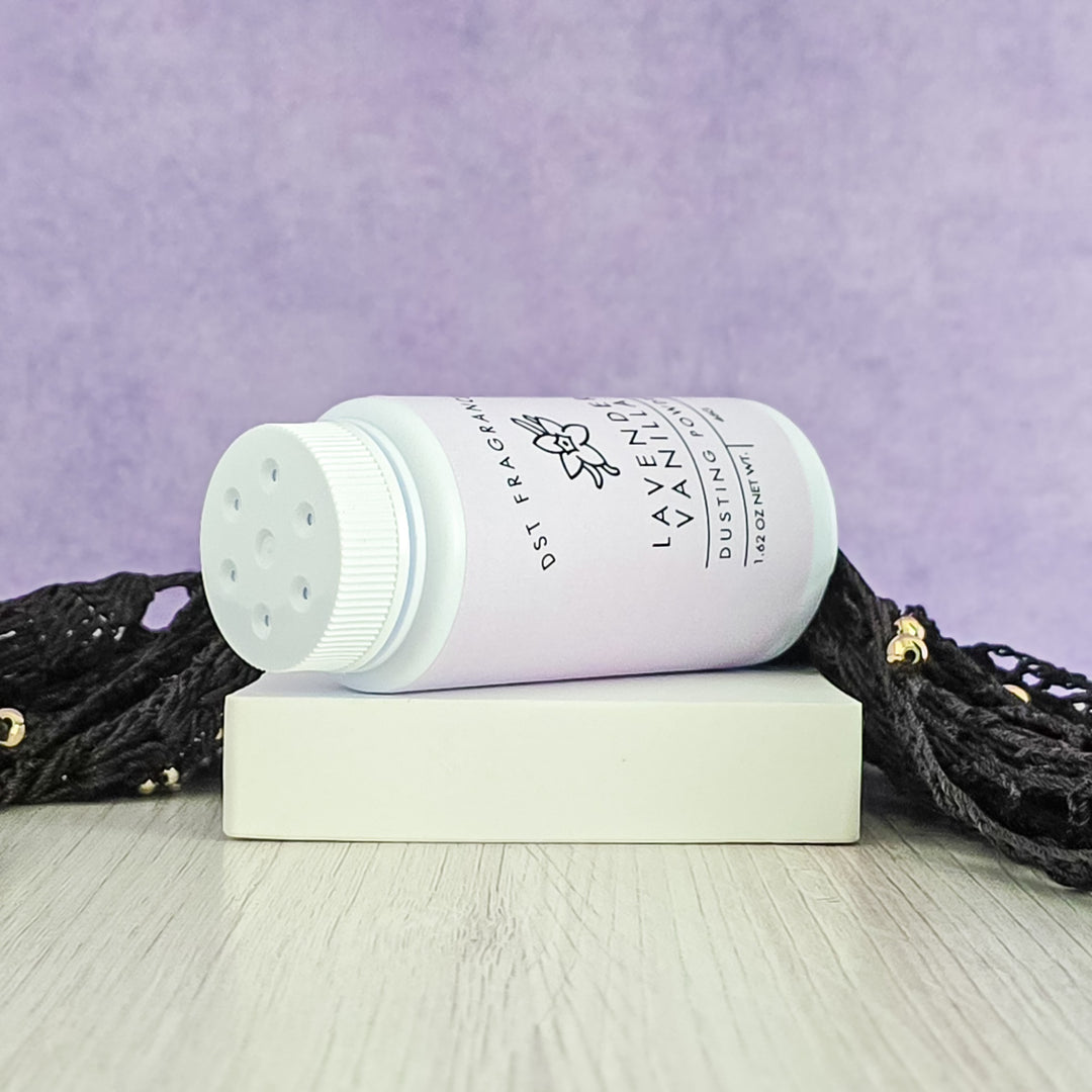 Lavender Vanilla Body Powder 46g Side View
