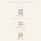 Top Notes:
fluffy marshmallow
Middle Notes:
whipped vanilla
Base Notes:
vanilla powder