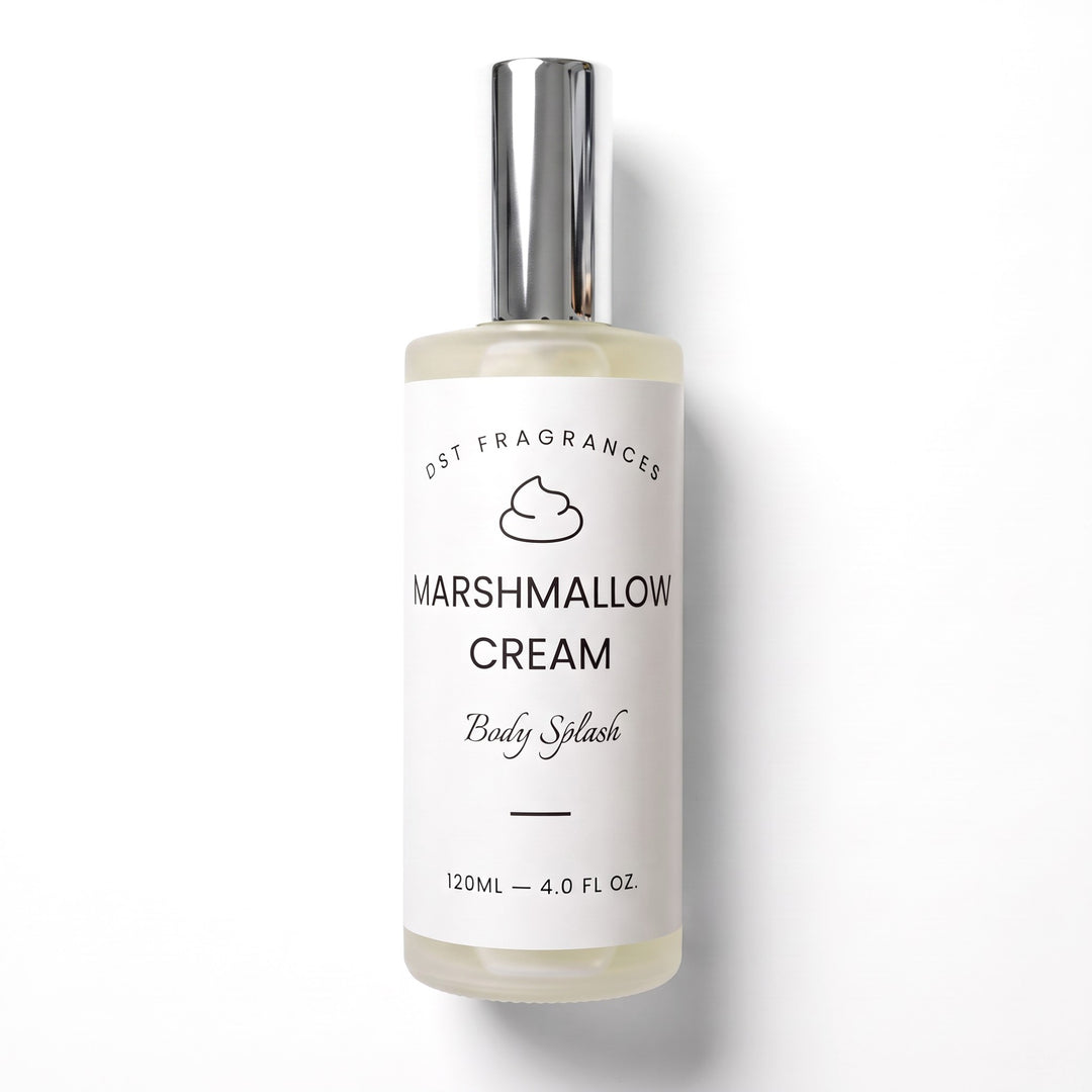 4oz bottle of Marshmallow Cream scented body splash by DST Fragrances against a white background.