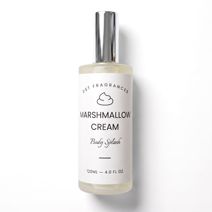 4oz bottle of Marshmallow Cream scented body splash by DST Fragrances against a white background.