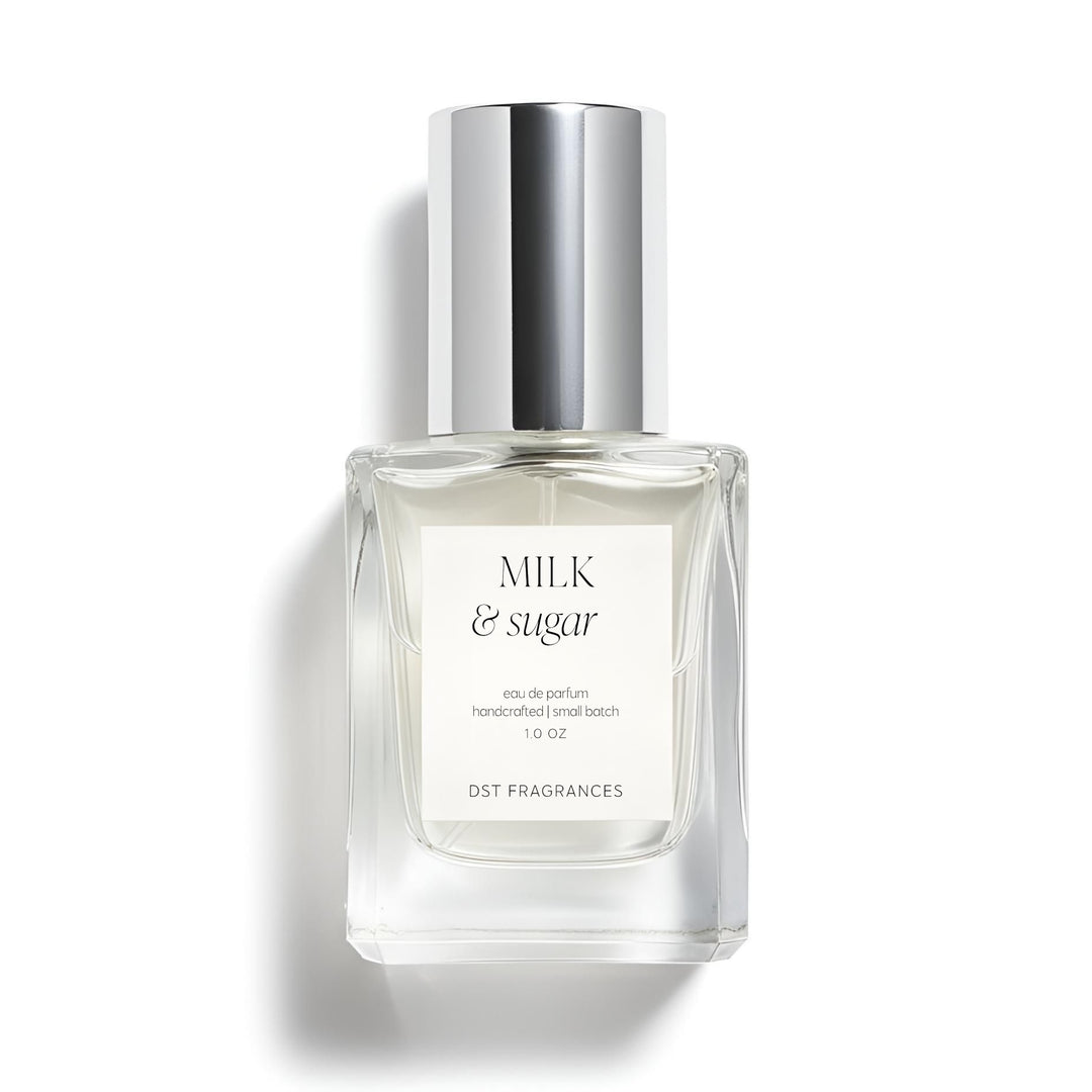 30ml bottle of Milk + Sugar Eau de Parfum by DST Fragrances against a white background.