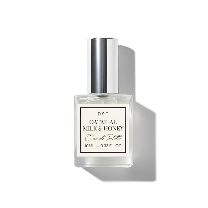 Oatmeal Milk and Honey Eau de Toilette 10ml on a white background 