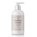 A 240 mL pump bottle of DST Fragrances Pumpkin Cream Shower Gel, featuring a matte white bottle and a light beige label with black text, set against a plain white background.