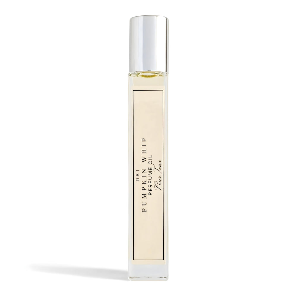 Perfume oil bottle labeled 'Pumpkin Whip' on a white background