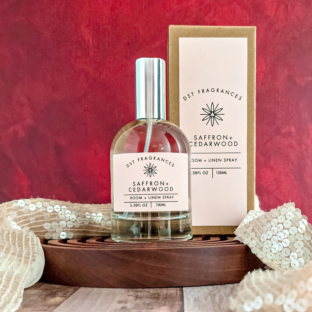 Saffron Cedarwood Room Linen Spray Box