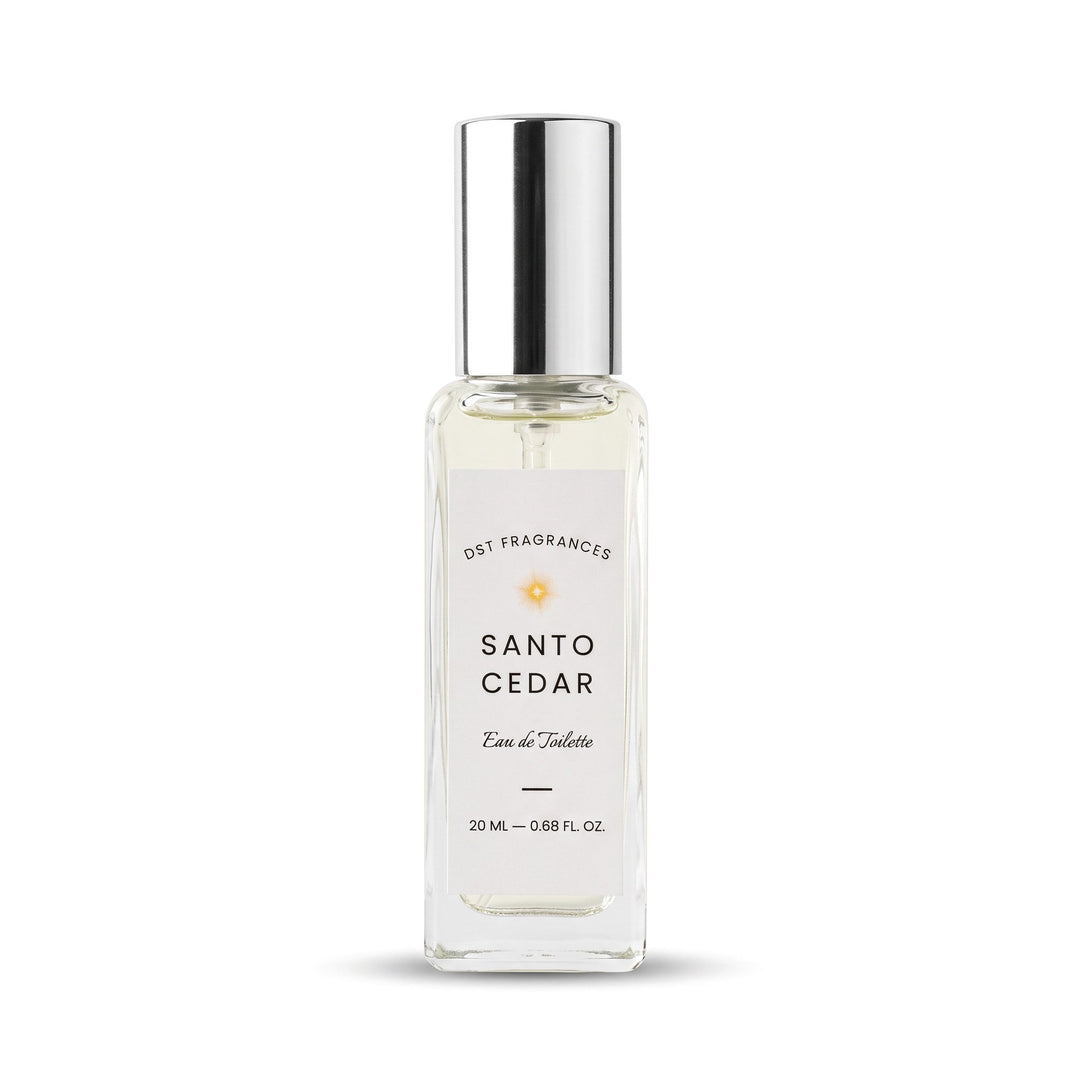 15ml bottle of Santo Cedar EDT by DST Fragrances against a white background.