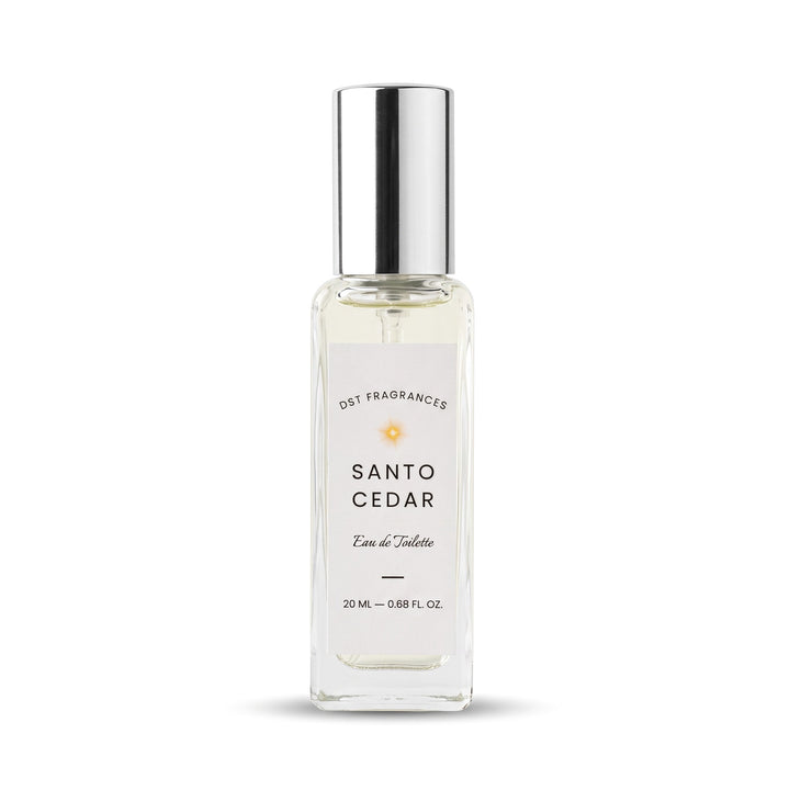 15ml bottle of Santo Cedar EDT by DST Fragrances against a white background.
