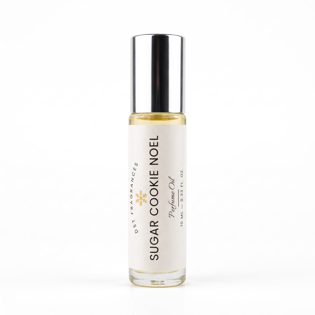 10ml bottle of Sugar Cookie Noel perfume oil by DST Fragrances against a white background. 