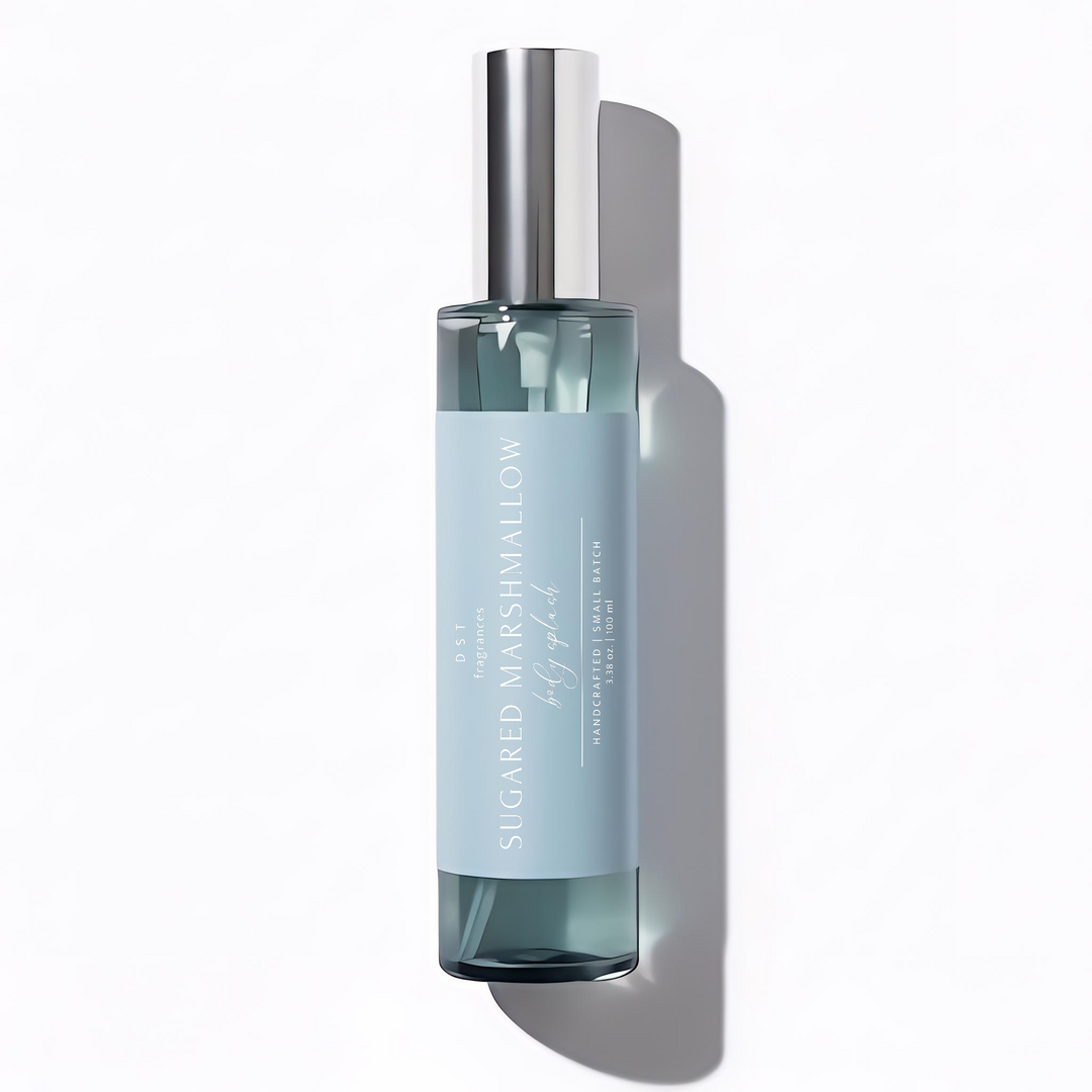 100ml bottle of Sugared Marshmallow body splash by DST Fragrances on a white background.