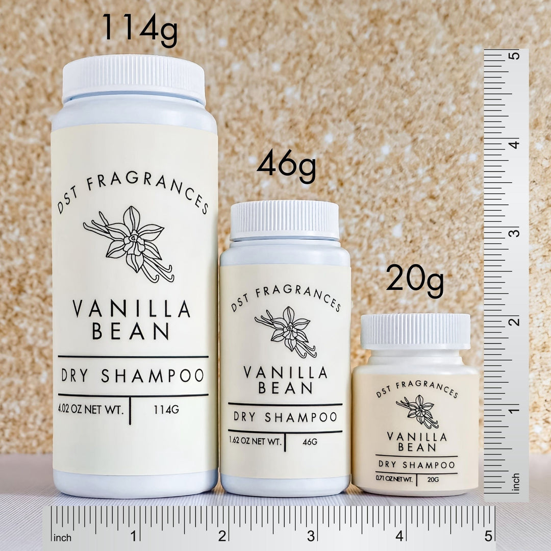 Vanilla Bean Dry Shampoo Powder Size Comparison 