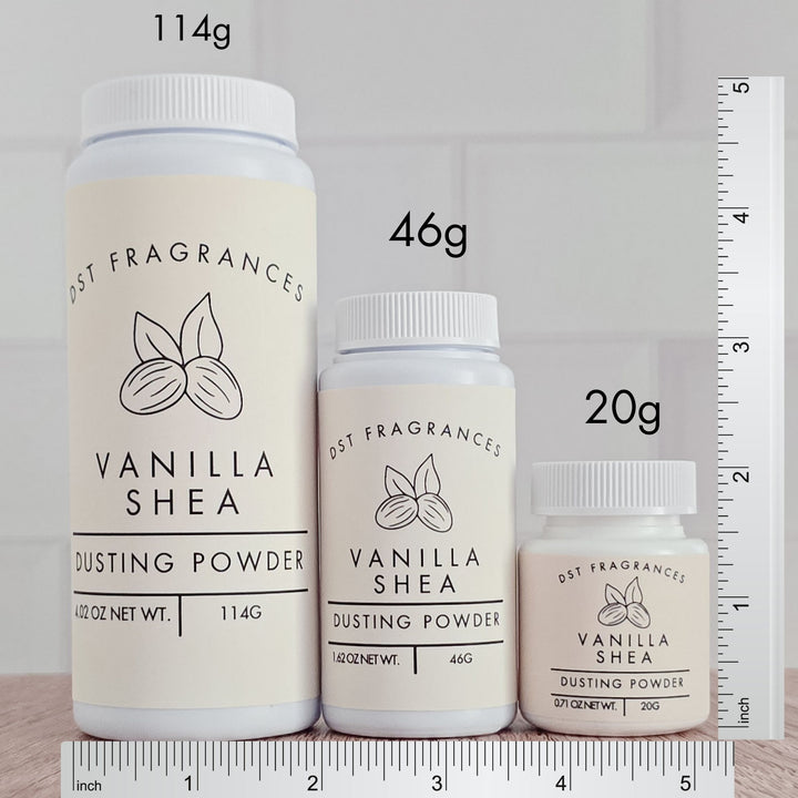 Vanilla Shea Body Dusting Powder Size Comparison