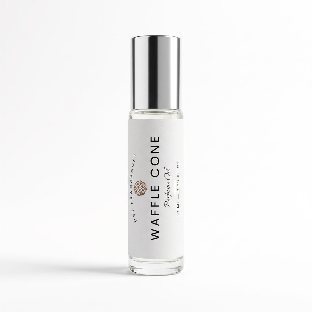 10ml bottle of Waffle Cone scented perfume oil by dst fragrances against a white background.