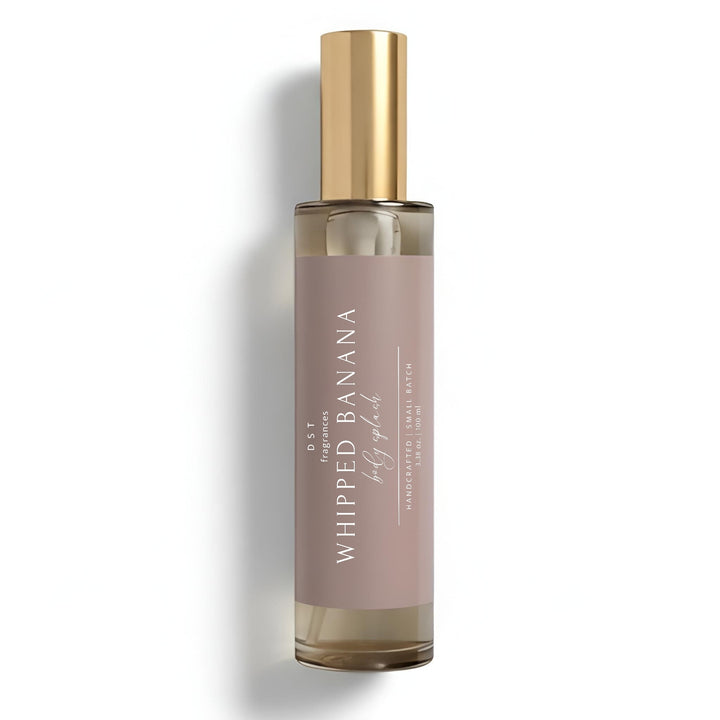100ml bottle of Whipped Banana scented body splash by DST Fragrances against a white background.