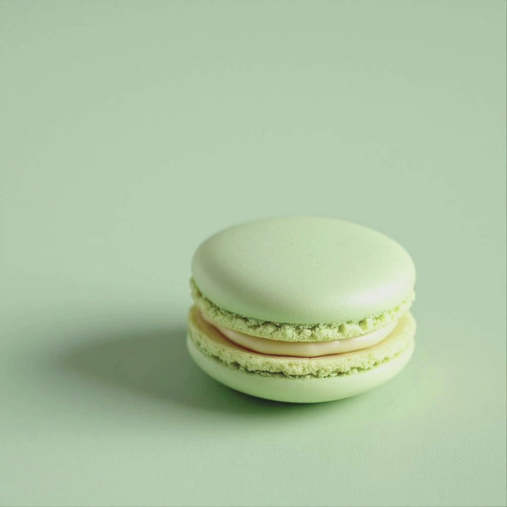 Pistachio Macaron Fragrance Notes. Top notes: pistachio, sugar crystals, cocoa powder. Middle Notes: Maraschino Cherry, Vanilla extract. Base Notes: Amaretto Cream, Vanilla Ganache.