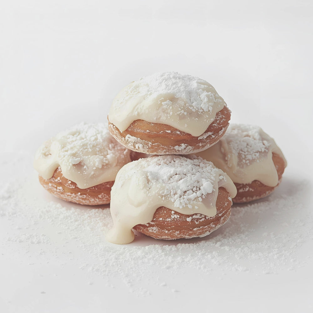 An exquisitely crafted fragrance that opens with the delectable aroma of fluffy fried pastry. As you savor this gourmand delight, you'll be enchanted by the delicate hints of crushed nutmeg and cinnamon. Finally, the bottom notes reveal a luscious symphony of rich, sweet vanilla.