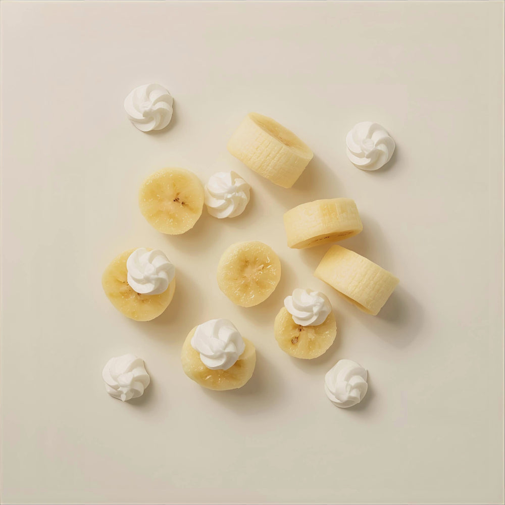 Whipped Banana Fragrance Notes. Top Notes: Banana, Apple, Quince. Middle Notes: Vanilla Bean. Base Notes: Whipped Cream