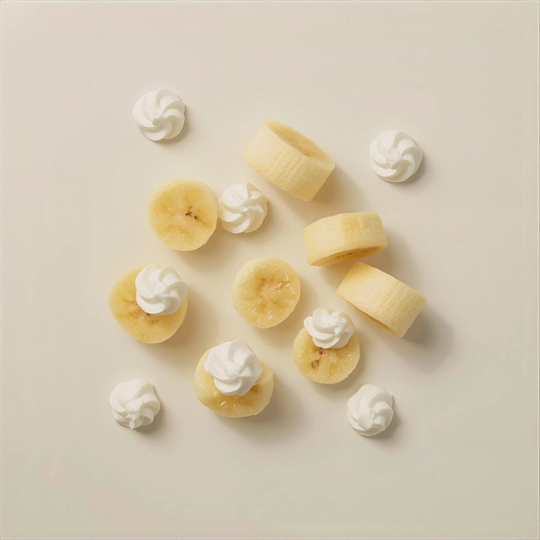 Whipped Banana Fragrance Notes. Top Notes: Banana, Apple, Quince. Middle Notes: Vanilla Bean. Base Notes: Whipped Cream